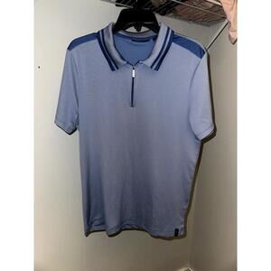 Perry Ellis Men's Blue Zip Polo Shirt - Size Large